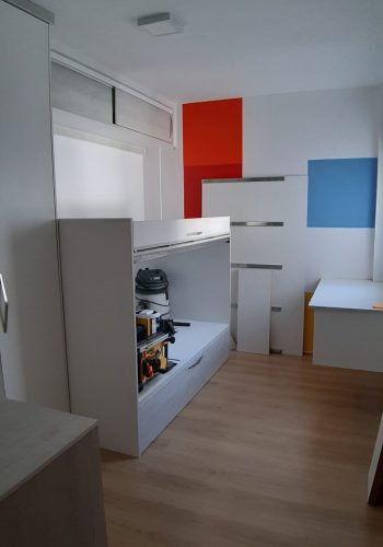 Dormitorio juvenil, con camas nido, armario en L y adaptado a todo uso 1 (2)